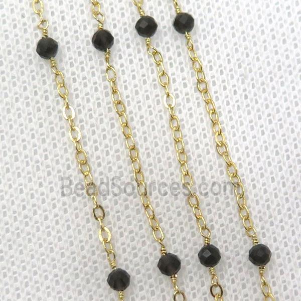 copper chain with Obsidian, gold plated