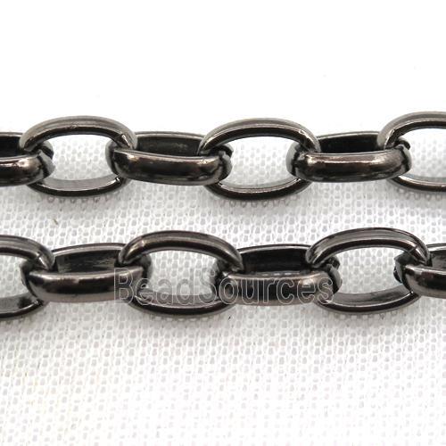 iron Rolo Chain, black plated