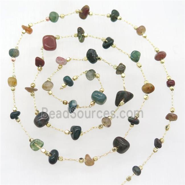 Fancy Agate chip chain, gold plated