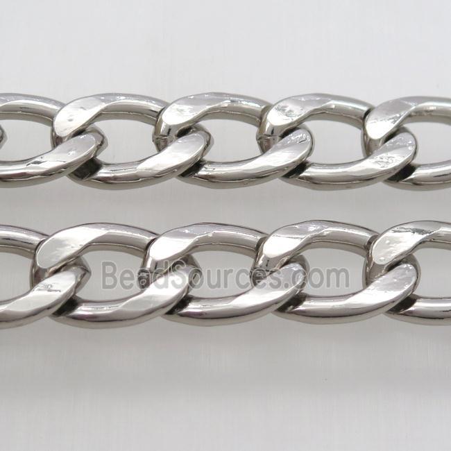 Aluminum curb chain, platinum plated