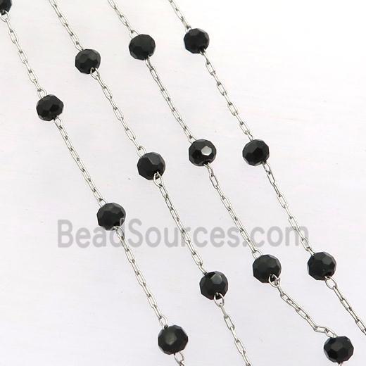 stainless steel chain with black crystal glass