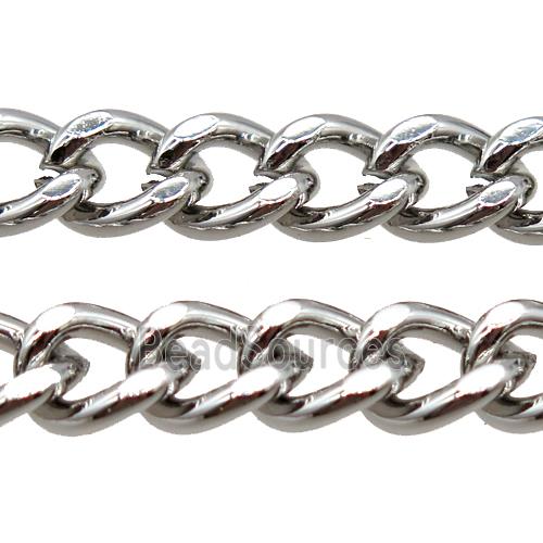 iron curb chain, platinum plated