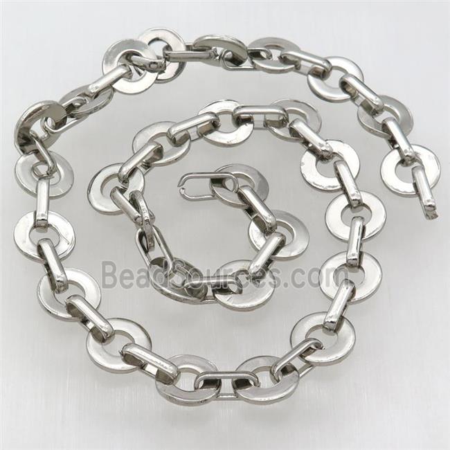 Alloy Chain, circle, platinum plated