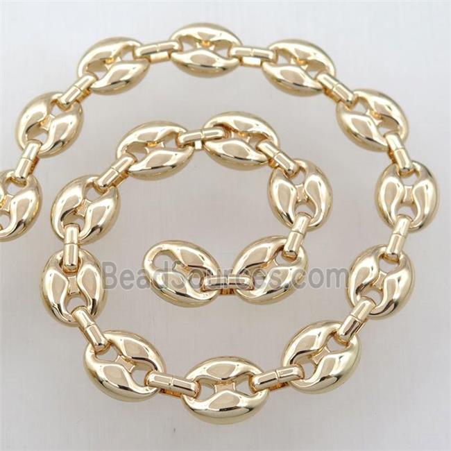 alloy chains, pignose, gold plated