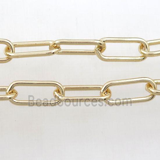 Brass paperclip chain, gold plated