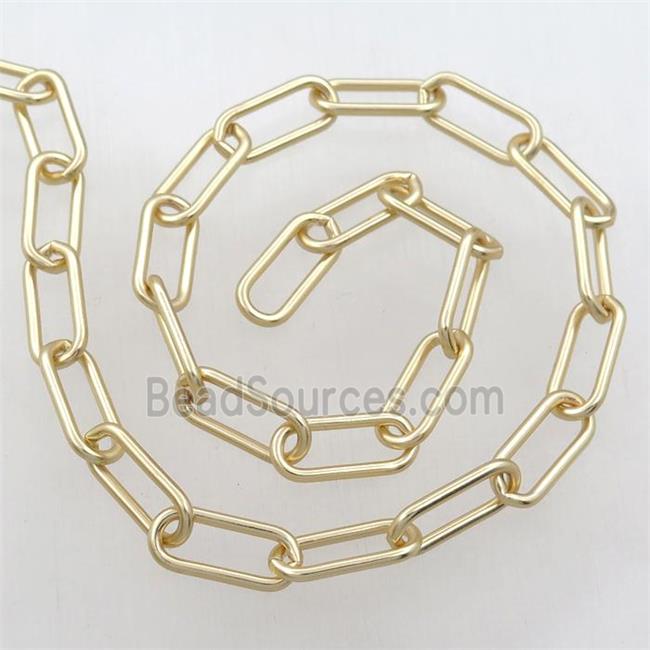 Brass paperclip chain, gold plated