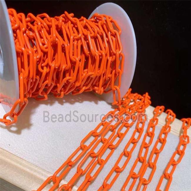 copper paperclip chain with orange fireLacquered