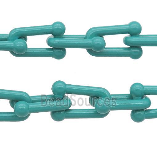 Alloy U-shape Chain with fire green lacquered