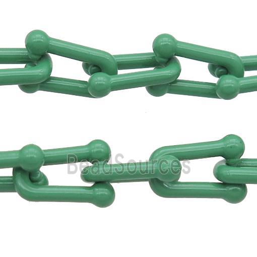 Alloy U-shape Chain with fire green lacquered