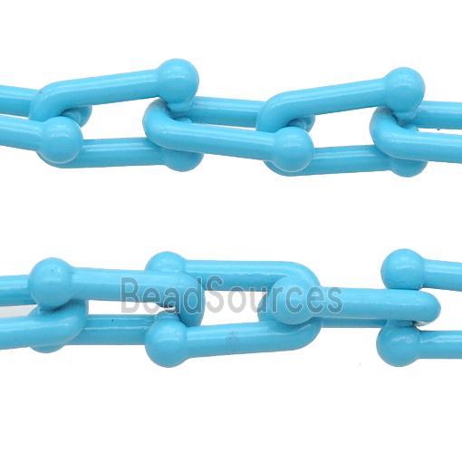 Alloy U-shape Chain with fire blue lacquered