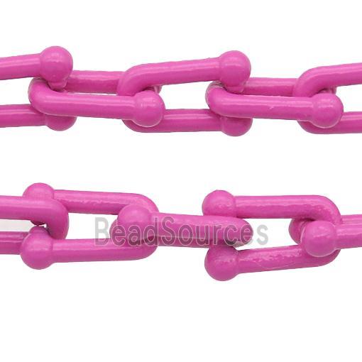 Alloy U-shape Chain with fire hotpink lacquered