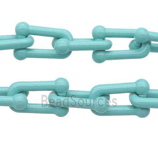 Alloy U-shape Chain with fire teal lacquered