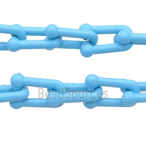 Alloy U-shape Chain with fire lt.blue lacquered