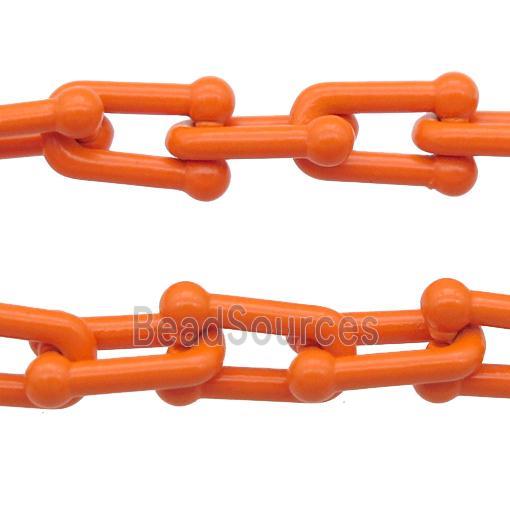 Alloy U-shape Chain with fire orange lacquered