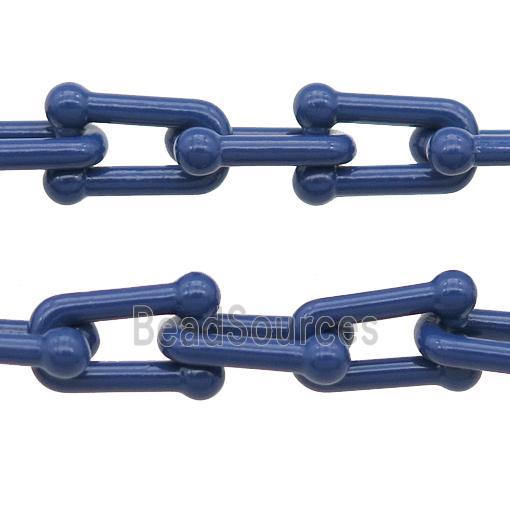 Alloy U-shape Chain with fire navyblue lacquered