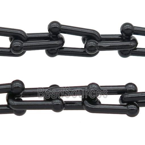 Alloy U-shape Chain with fire black lacquered