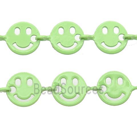 Copper Emoji smileface Chain with fire olive lacquered