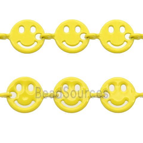 Copper Emoji smileface Chain with fire yellow lacquered