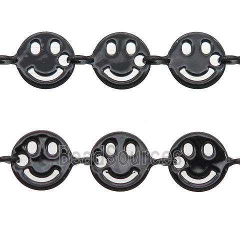 Copper Emoji smileface Chain with fire black lacquered