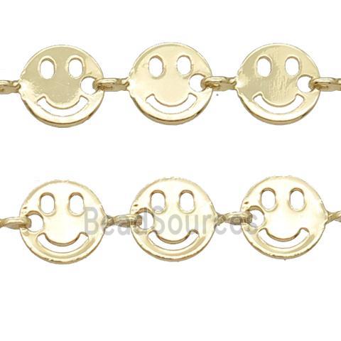 Copper Emoji smileface Chain, gold plated