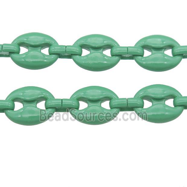 Alloy Chain with fire green lacquered, pignose