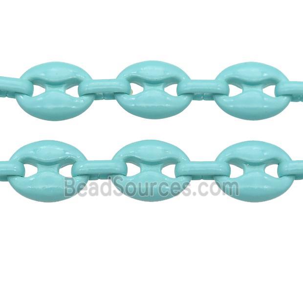 Alloy Chain with fire teal lacquered, pignose