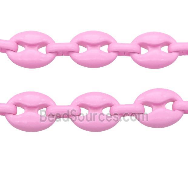 Alloy Chain with fire lt.pink lacquered, pignose