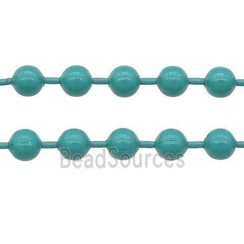 stainless Iron Ball Chain with fire green lacquer