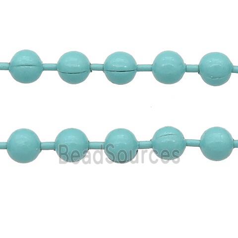 stainless Iron Ball Chain with fire teal lacquer