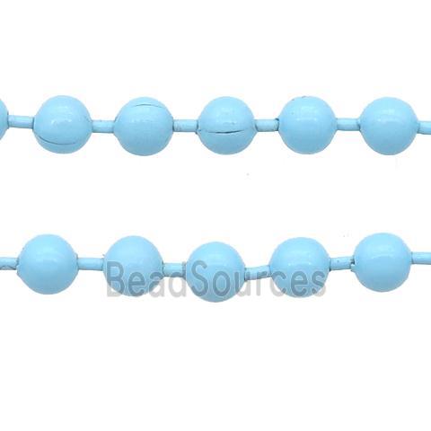 stainless Iron Ball Chain with fire lt.blue lacquer