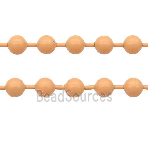 stainless Iron Ball Chain with fire peach lacquer