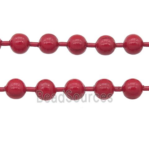 stainless Iron Ball Chain with fire red lacquer