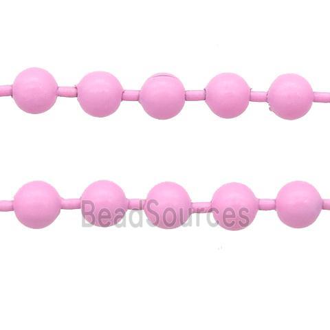 stainless Iron Ball Chain with fire lt.pink lacquer