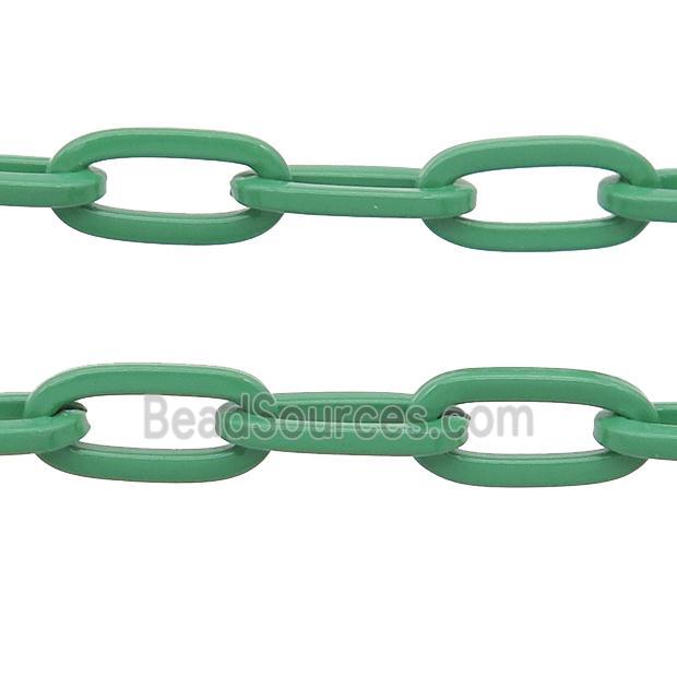 Alloy Paperclip Chain with fire green lacquered