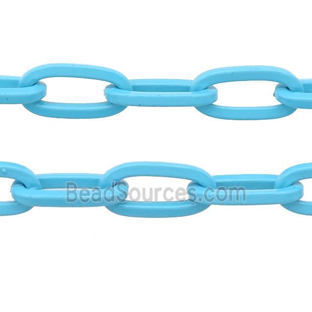 Alloy Paperclip Chain with fire teal lacquered