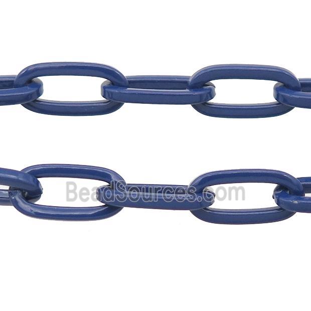 Alloy Paperclip Chain with fire navyblue lacquered