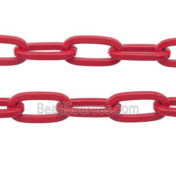 Alloy Paperclip Chain with fire red lacquered