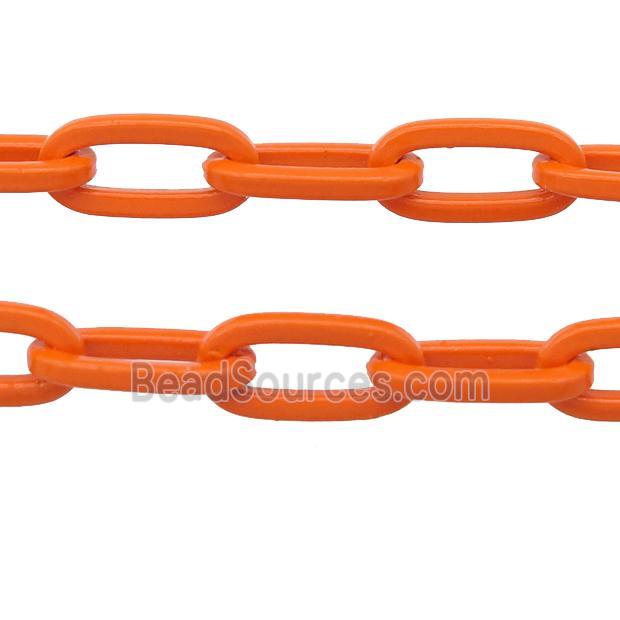 Alloy Paperclip Chain with fire orange lacquered