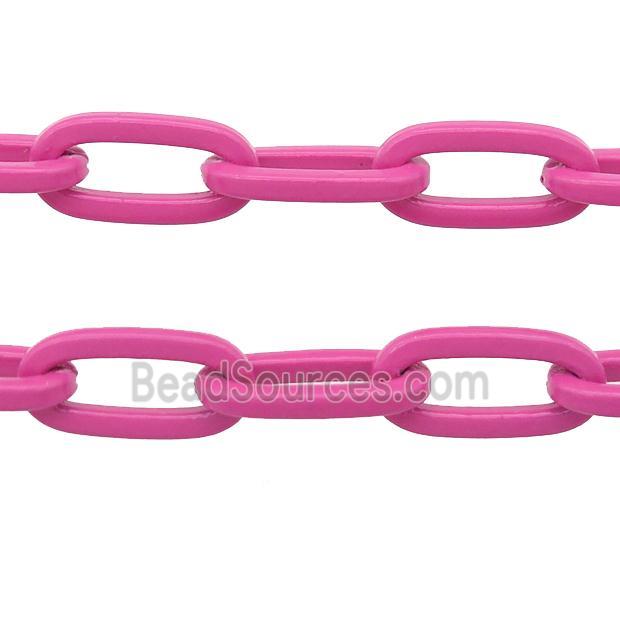 Alloy Paperclip Chain with fire hotpink lacquered