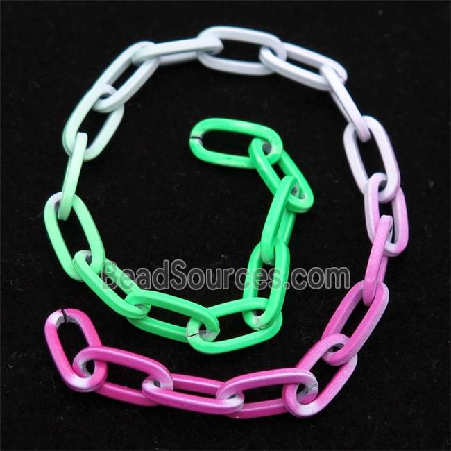 Alloy Paperclip Chain with fire lacquered, multicolor