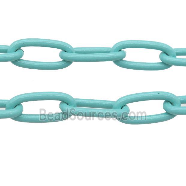 Alloy Paperclip Chain with fire teal lacquered