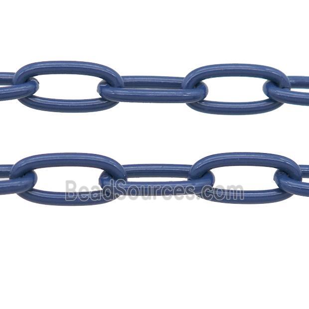 Alloy Paperclip Chain with fire navyblue lacquered