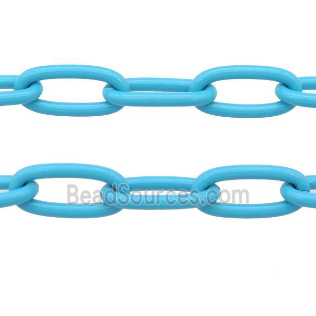 Alloy Paperclip Chain with fire teal lacquered