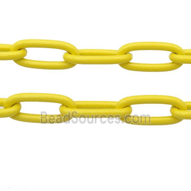 Alloy Paperclip Chain with fire yellow lacquered