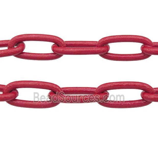 Alloy Paperclip Chain with fire red lacquered