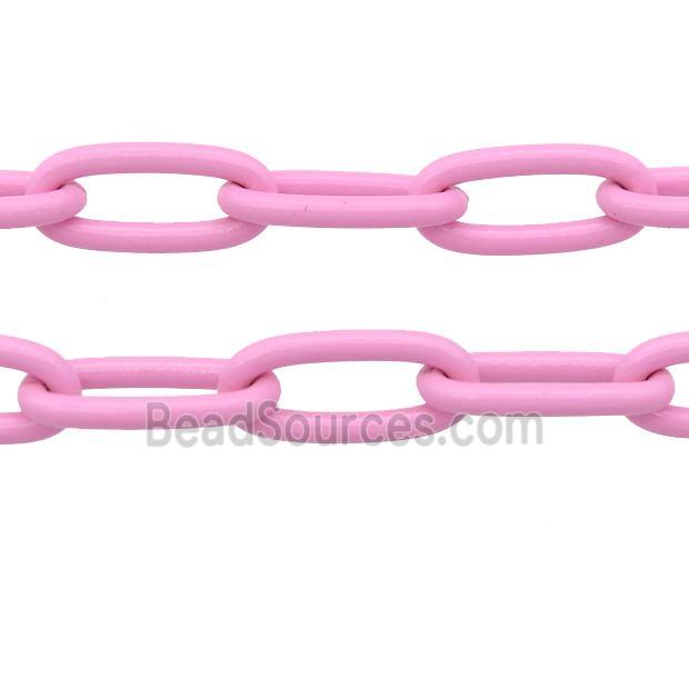 Alloy Paperclip Chain with fire lt.pink lacquered