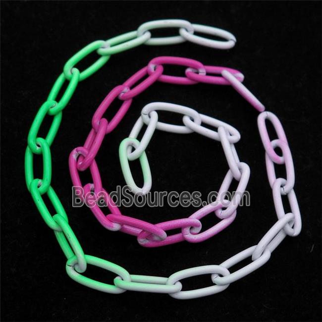 Alloy Paperclip Chain with fire lacquered, multicolor