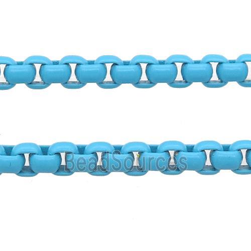 stainless Iron Box Chain with fire blue lacquered