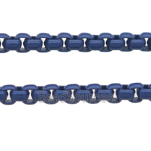 stainless Iron Box Chain with fire navyblue lacquered