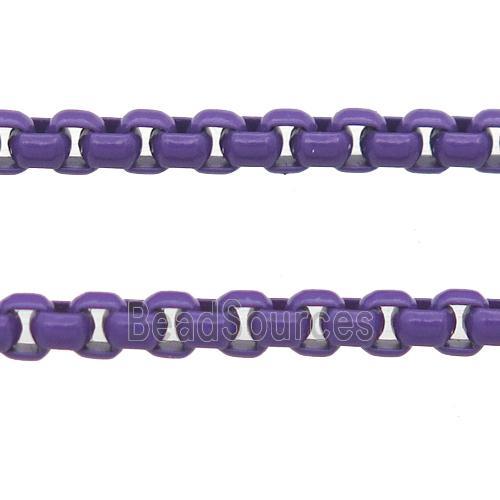 stainless Iron Box Chain with fire purple lacquered